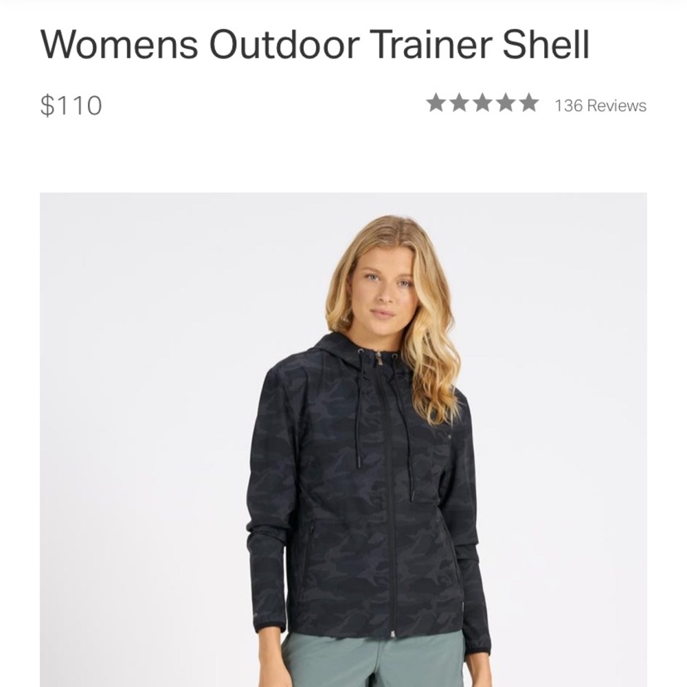 Vuori womens outdoor trainer shell in black camo